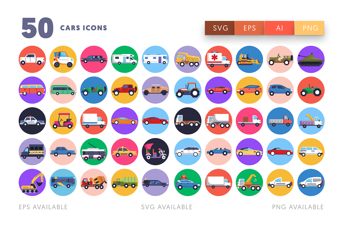 50 Cars Icons, an Icon by Dighital (Photo 2 of 10)