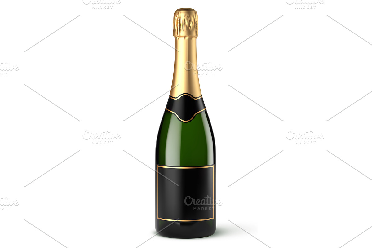 Vector realistic champagne bottle, an Object Graphic by He2