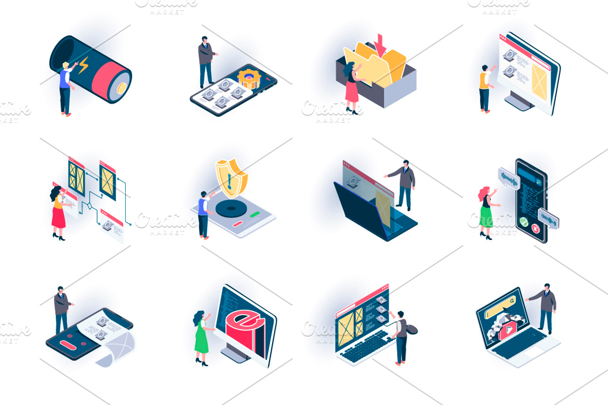 Unique Isometric Icons Pack, an Outline Icon by alexdndz (Photo 13 of 21)