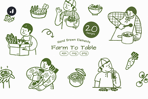Farm To Table Hand Drawn