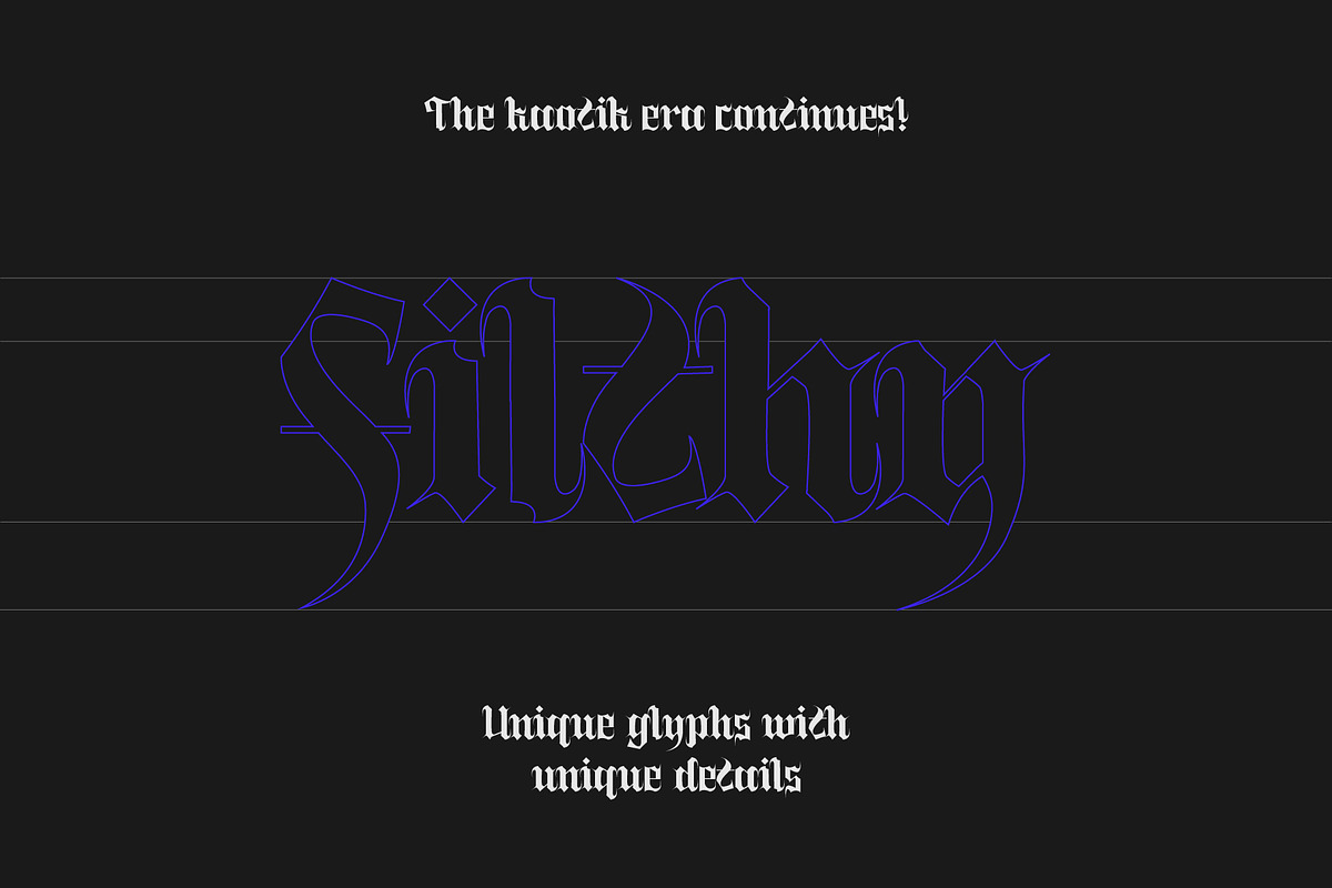 KT Cement - Experimental Blackletter, a Blackletter Font by Kulturë Type (Photo 2 of 8)