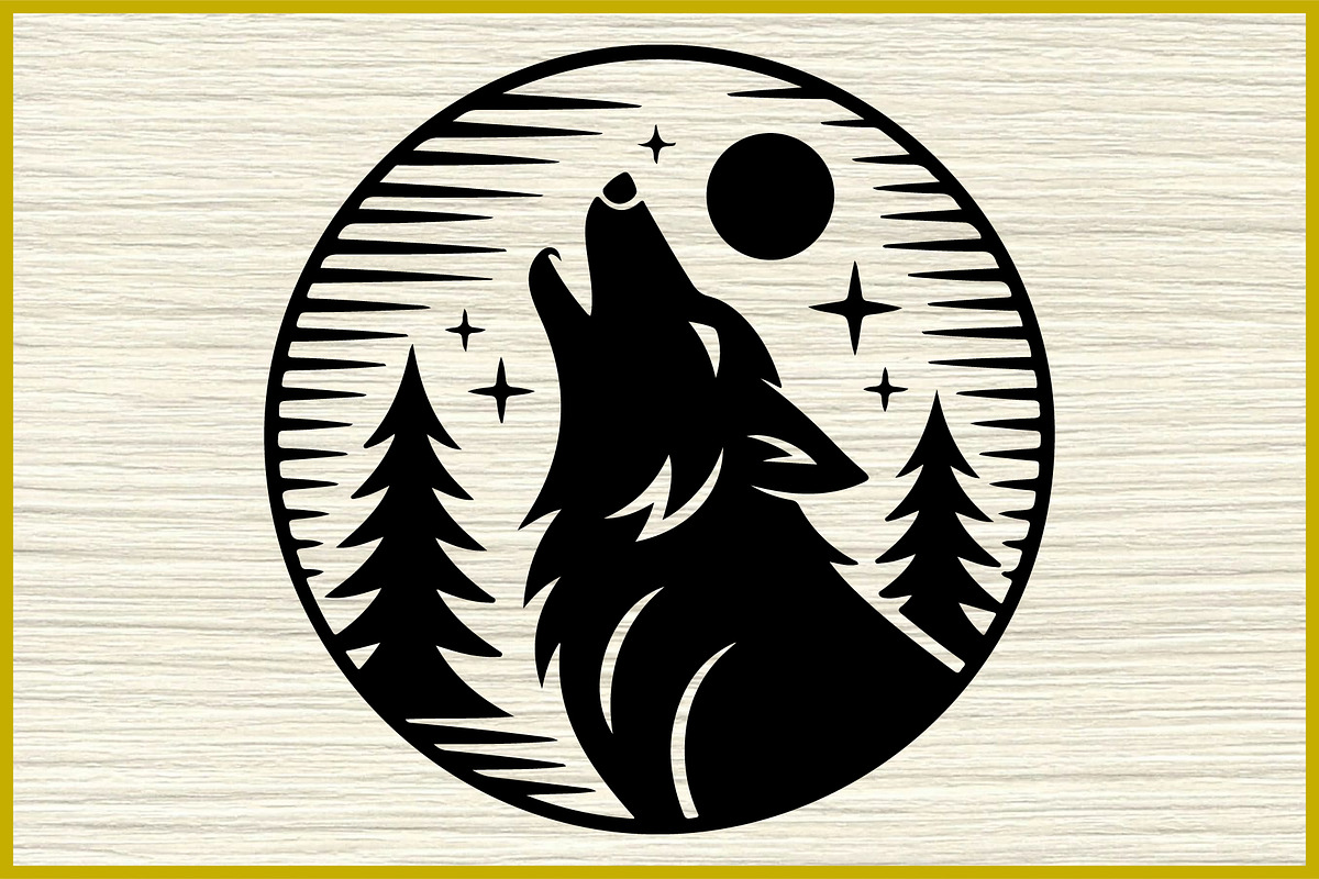25 Howling Wolf Moon Silhouette Set, an Animal Illustration by Artivon (Photo 4 of 4)