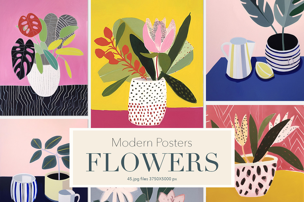 Modern flower posters. Kitchen art., a Seasonal Illustration by Irena Matiash shop (Photo 1 of 4)