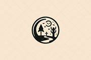 Spooky Landscape Emblem, a Seasonal Illustration by Vectorium Studio (Thumbnail 2 of 3)