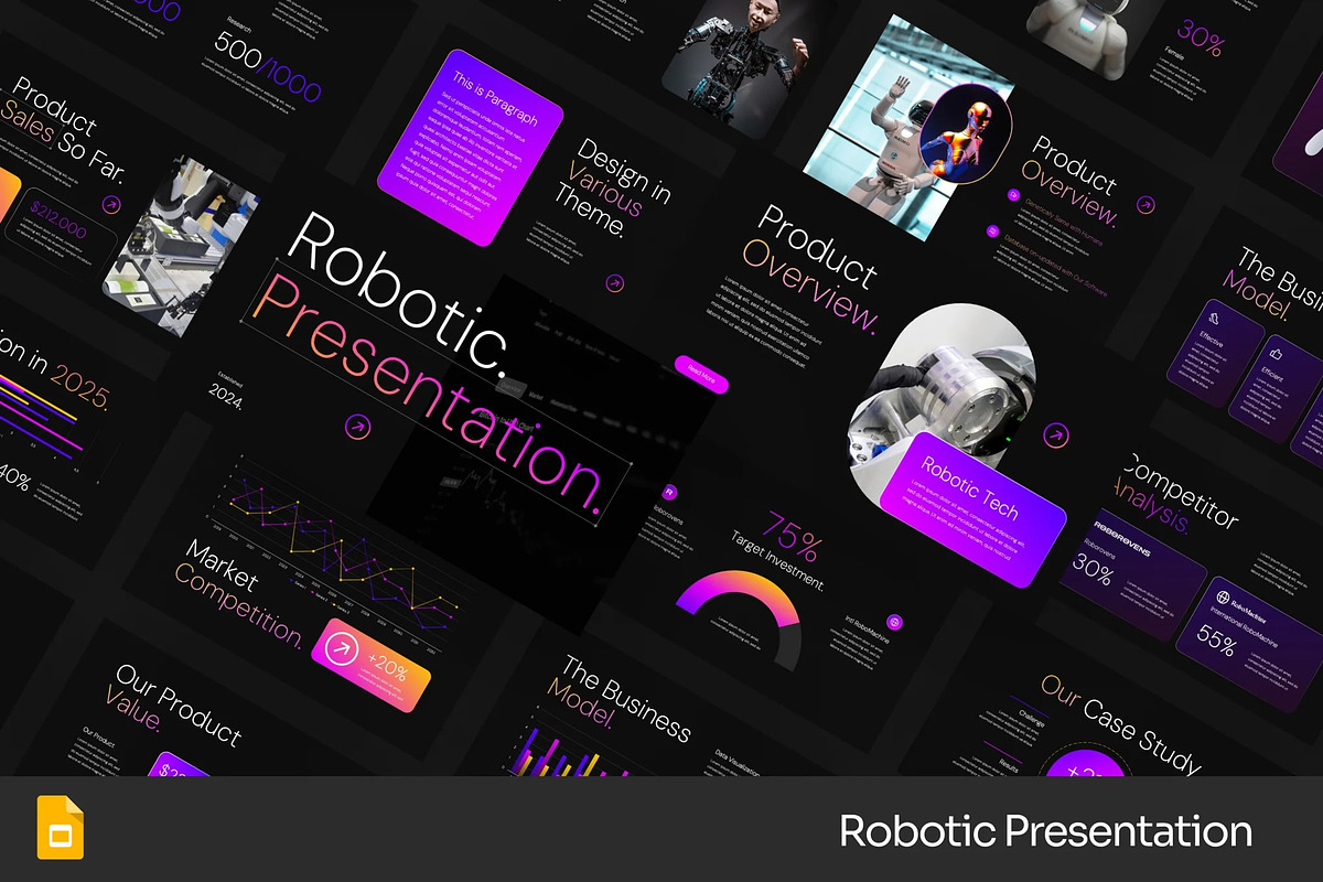 Dark Robotic Universe GSlides PPoint, a Presentation Template by Fit-tee (Photo 1 of 2)