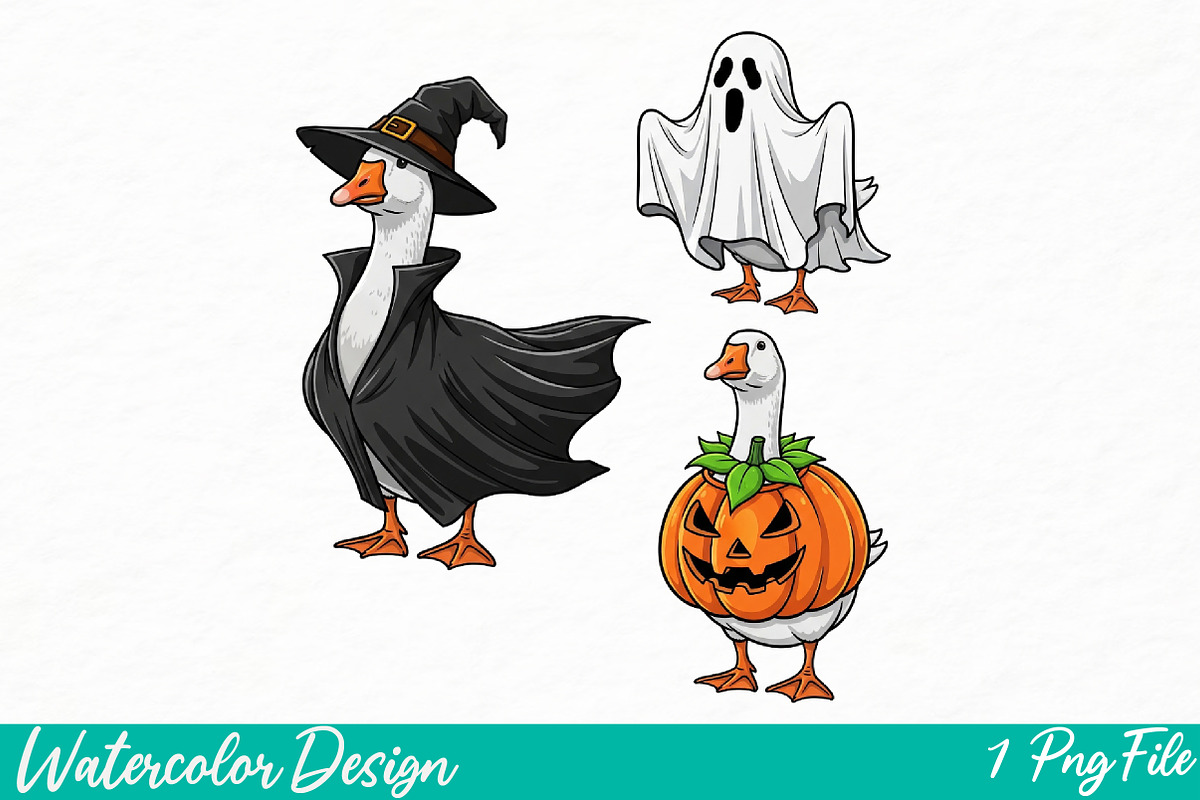 Boo Ghost Goose Png, an Illustration by Watercolor design (Photo 2 of 3)