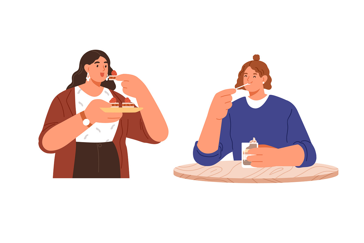 People eating desserts set + banner, a Food Illustration by Good Studio (Photo 3 of 8)