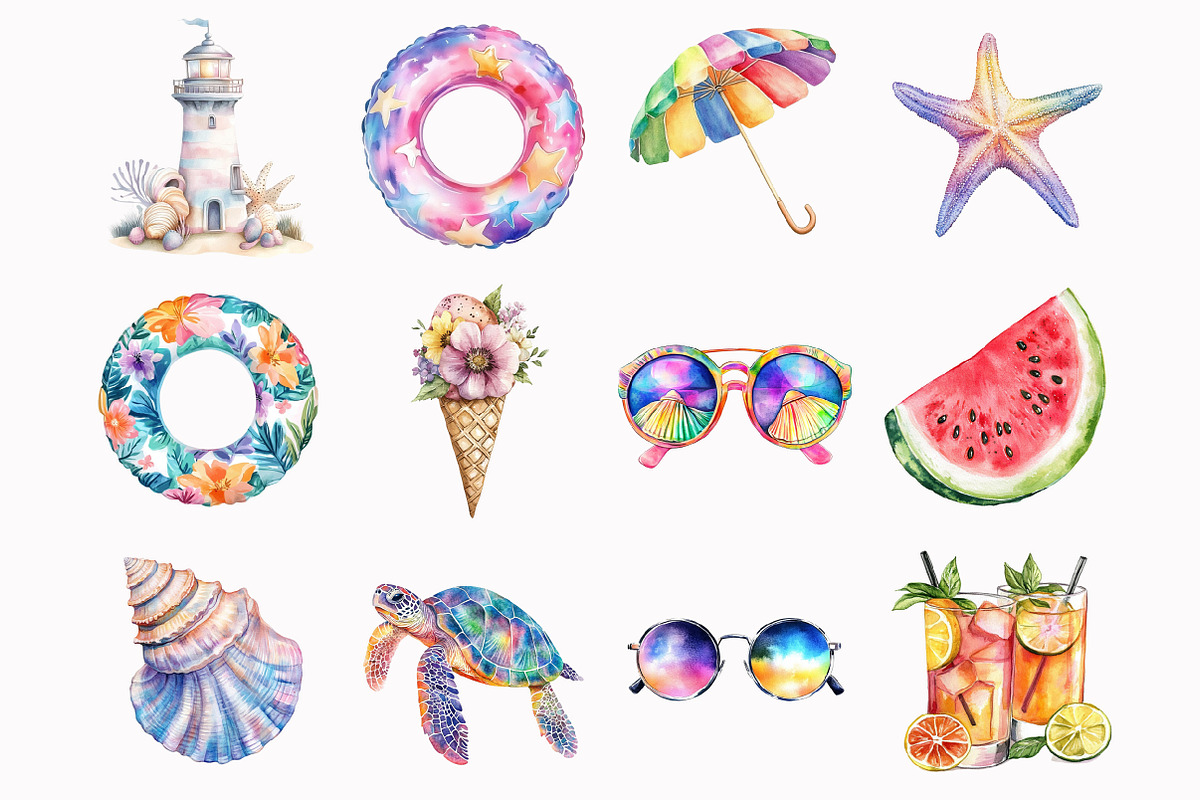 Watercolor Summer Ocean Clipart, an Illustration by Design Market (Photo 3 of 4)