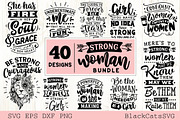 Strong woman SVG bundle 40 designs, an Illustration by BlackCatsMedia (Thumbnail 2 of 4)