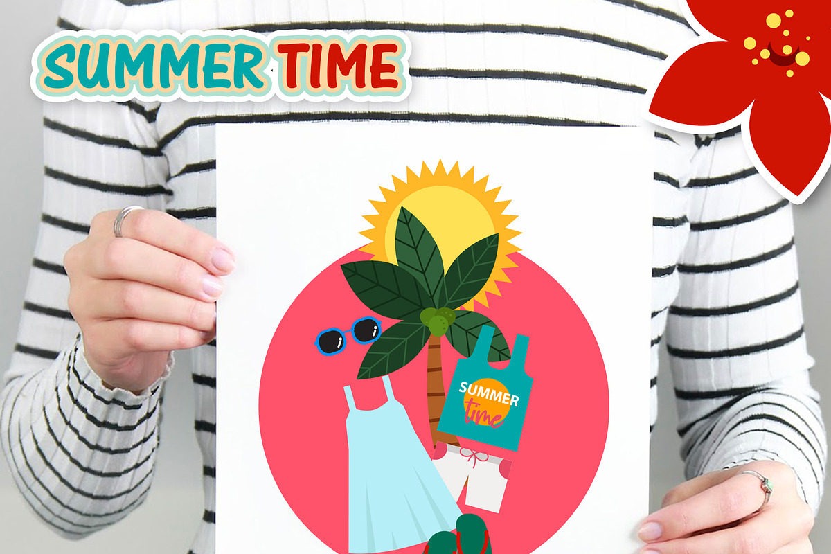 Summer Time Digital Clip Art, an Object Graphic by Cozy Cat Design (Photo 3 of 3)