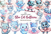 Blue Cat Ballerina Clipart, an Illustration by CreationArt (Thumbnail 1 of 9)