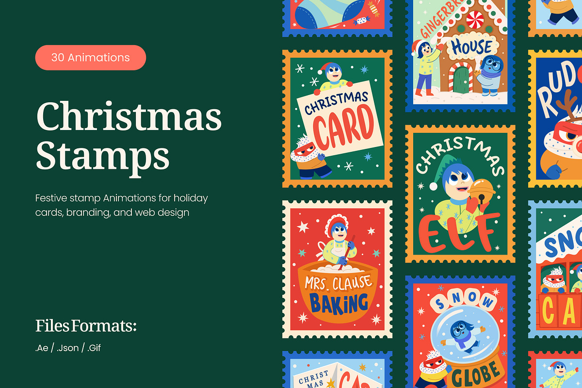 30 Animated Christmas Stamp, a Seasonal Illustration by Vectors Market (Photo 1 of 4)