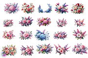 Watercolor Spring Flowers Clipart, a Decorative Illustration by ElenazlataArt (Thumbnail 2 of 6)