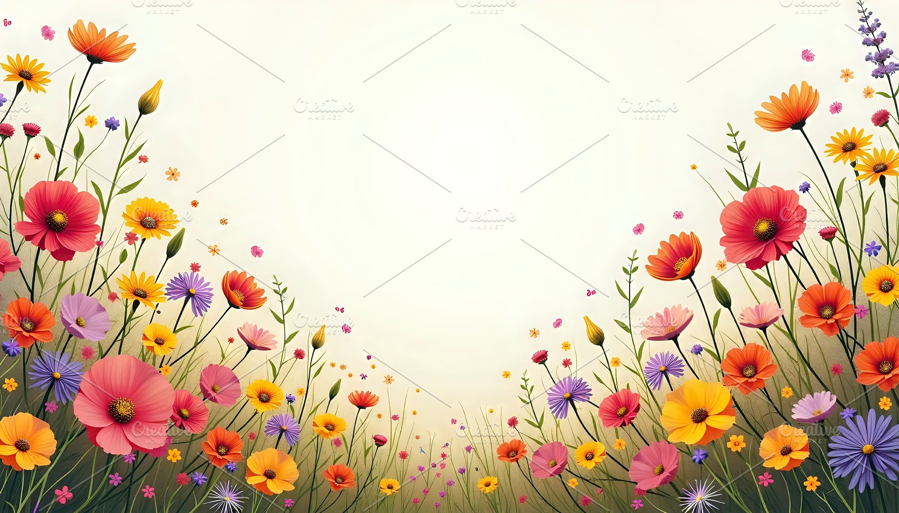 Colorful Wildflowers Full Frame Text, a Photo by LOGOCREATIVE