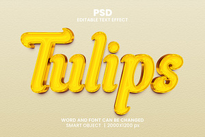 Tulips Gold 3d Editable Text Effect