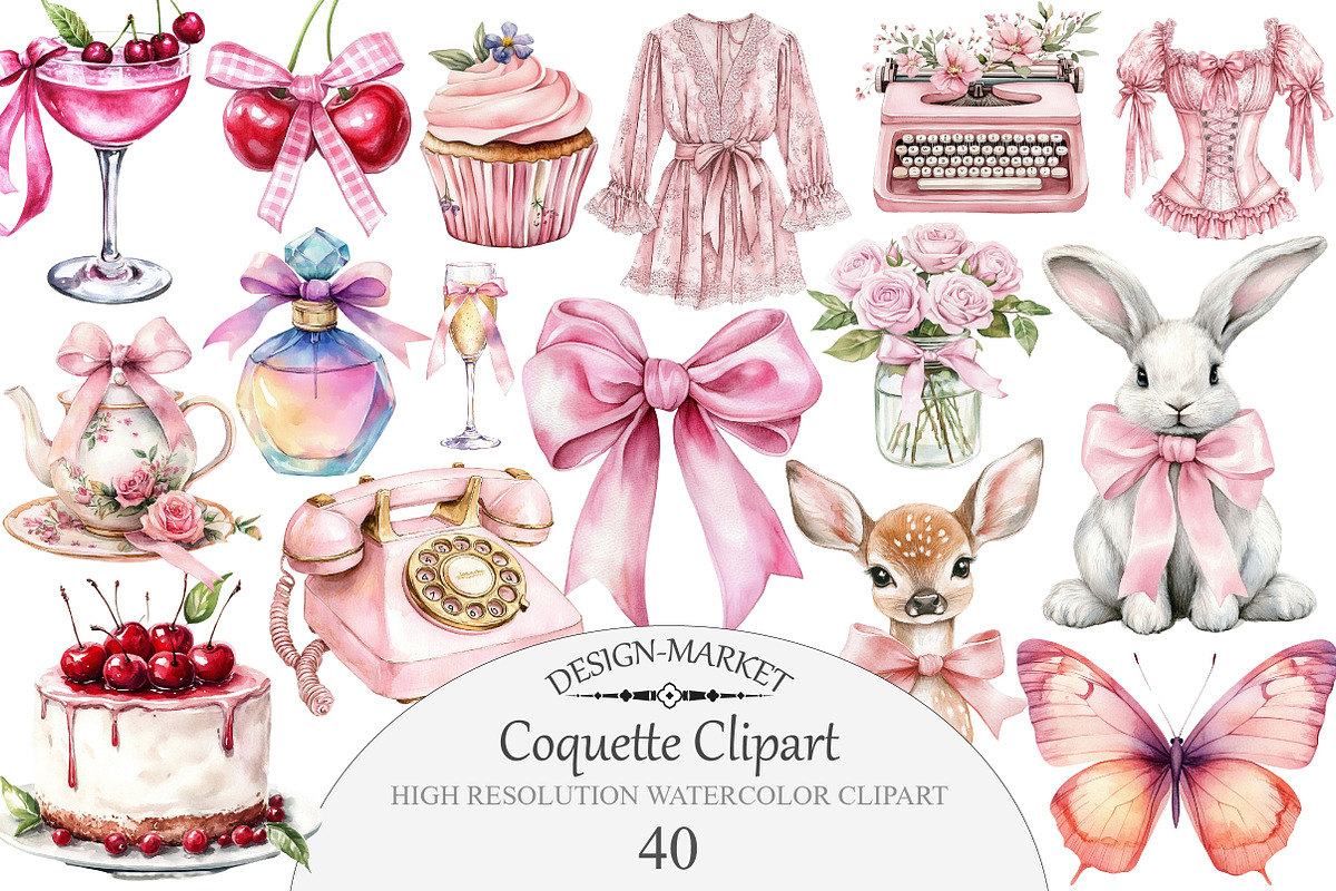 Coquette Clipart, an Illustration by Design Market (Photo 1 of 5)