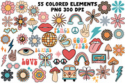 Groovy Clipart Retro Png Elements, an Object Graphic by Brush Lab (Thumbnail 2 of 4)