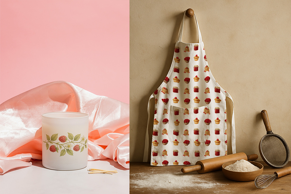 Raspberry Clipart & Patterns Bundle, a Food Illustration by MuzaArtStudio (Photo 13 of 14)