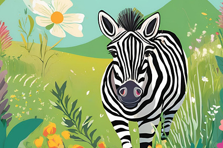 Cartoon zebra in nature enjoying, an Animal Photo by ComfortQ