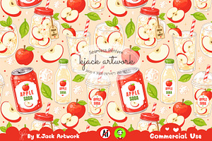 Cute Apple Soda Drink Seamless