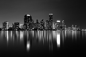 Miami skyline b&w stock photo containing miami and skyline
