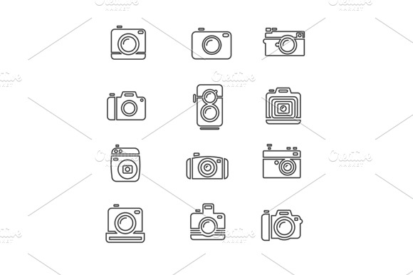 Vintage Photo Camera Icon Set