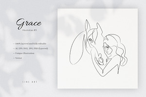 Grace 11. Line Art Illustration