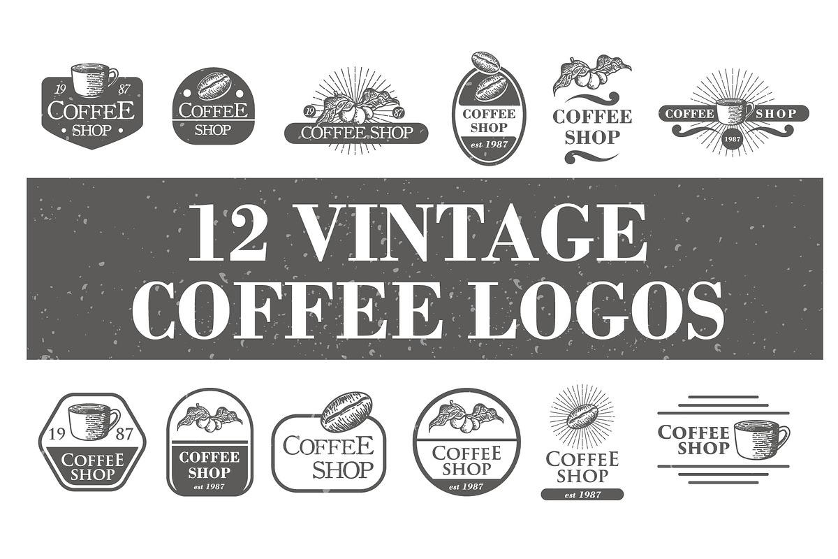 12 Vintage Coffee Logos & Badge, a Branding & Logo Template by Intijaya Studio (Photo 1 of 9)