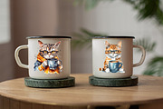 Cats with Coffee clipart x11, an Animal Illustration by Mermaids Cove (Thumbnail 8 of 9)
