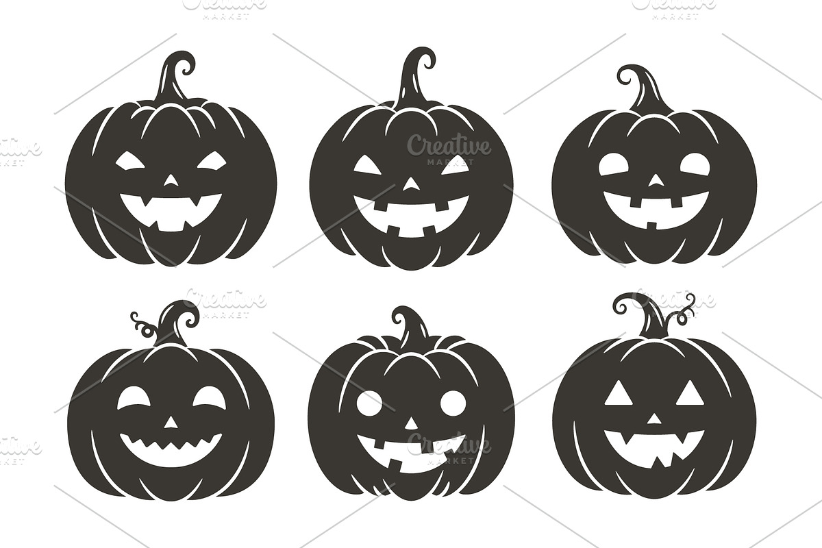 Halloween pumpkin faces collection, a Seasonal Illustration by Yayasya (Photo 2 of 3)
