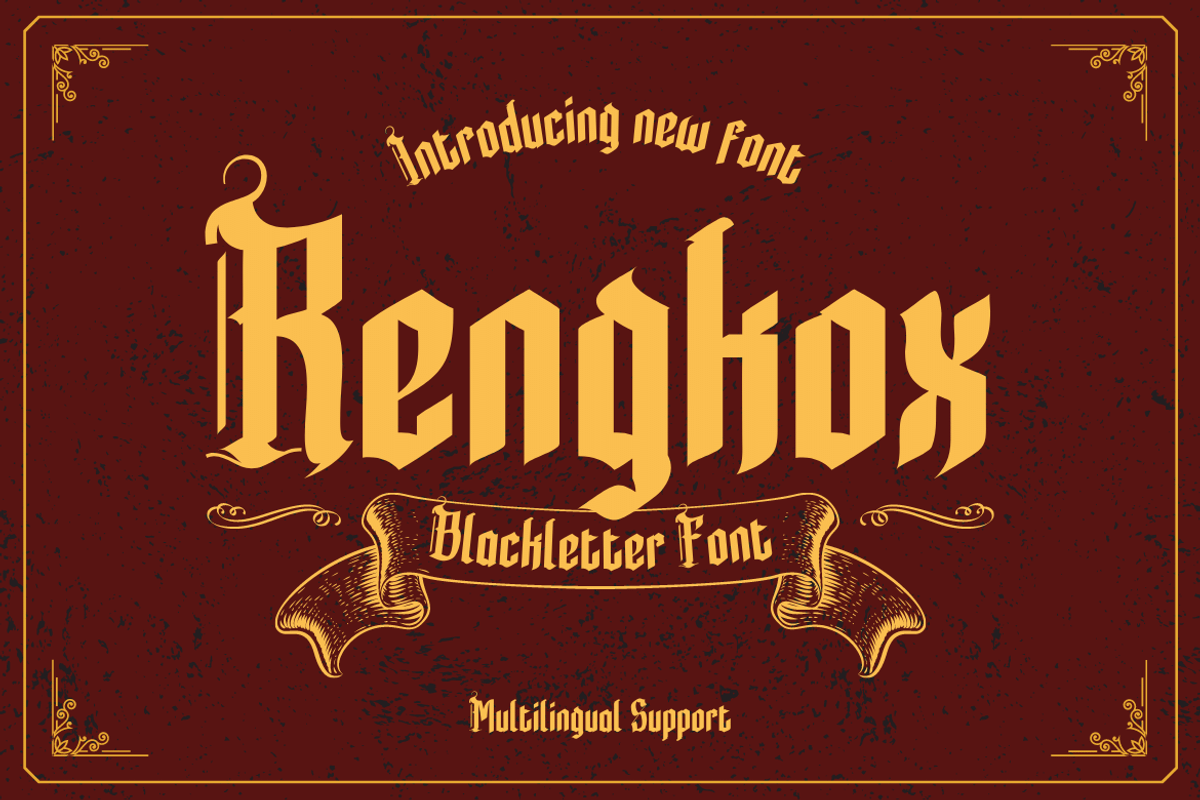 Rengkox, a Blackletter Font by twinstd (Photo 1 of 13)