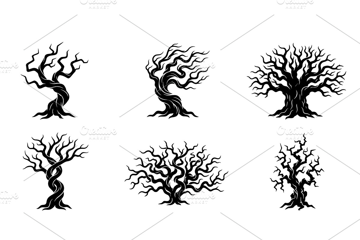 Twisted Tree Silhouette Vector Set, an Object Graphic by Artonix (Photo 3 of 3)
