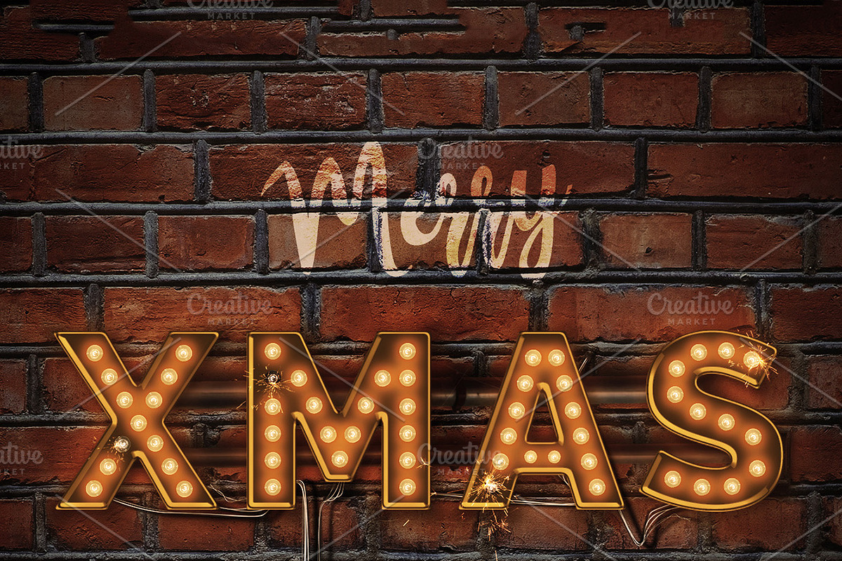 LightBulb Merry Christmas Signs, an Illustration by Solid Pixel (Photo 10 of 15)