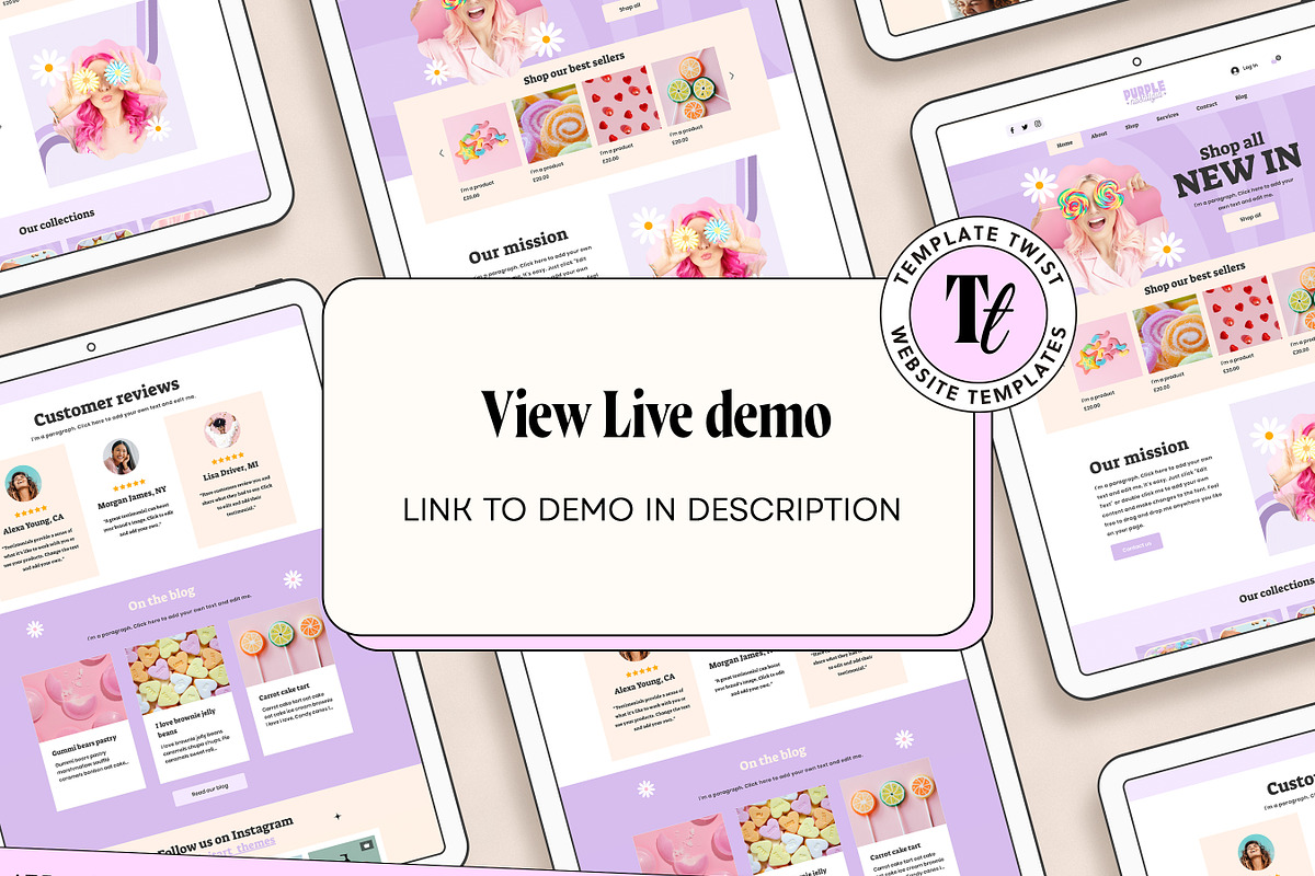 Purple Wix Store Template Bundle, a Wix Template by Template Twist Shop (Photo 2 of 10)