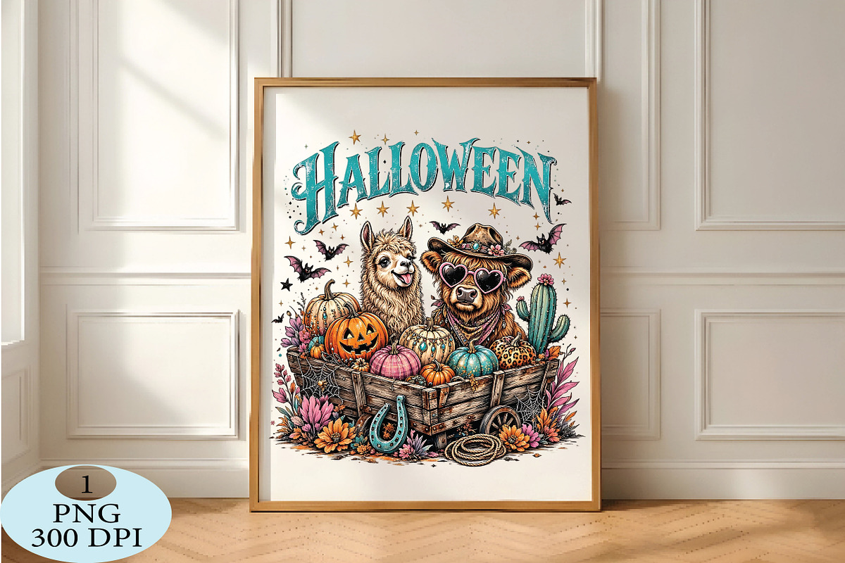 Highland Cow & llama Wagon PNG, a Seasonal Illustration by Daily.Designs (Photo 5 of 5)