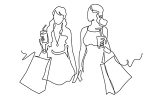 two woman with shopping bags