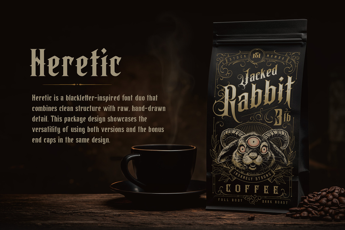 Heretic Blackletter Font Family, a Blackletter Font by StockMamba (Photo 2 of 13)