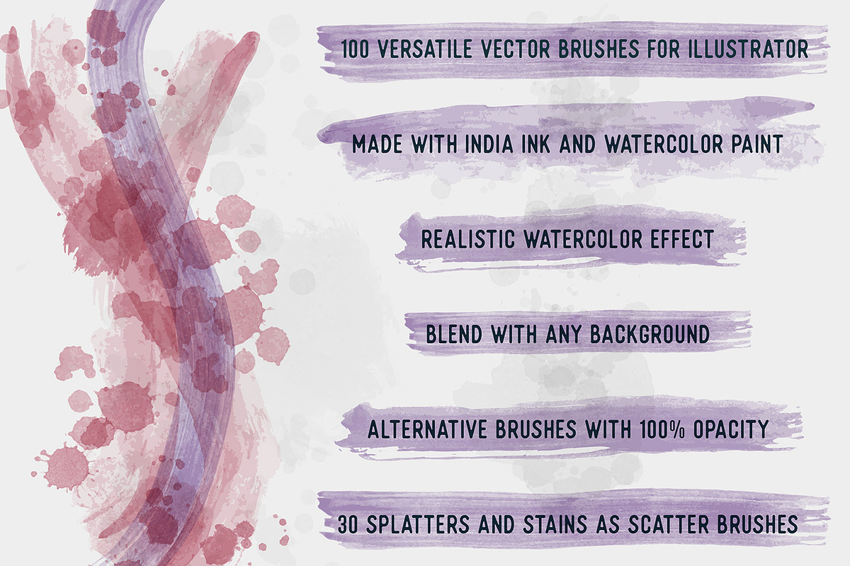 100 Watercolor/Inkwash Brushes, a Brush Add-On by Brigantine Designs (Photo 2 of 5)
