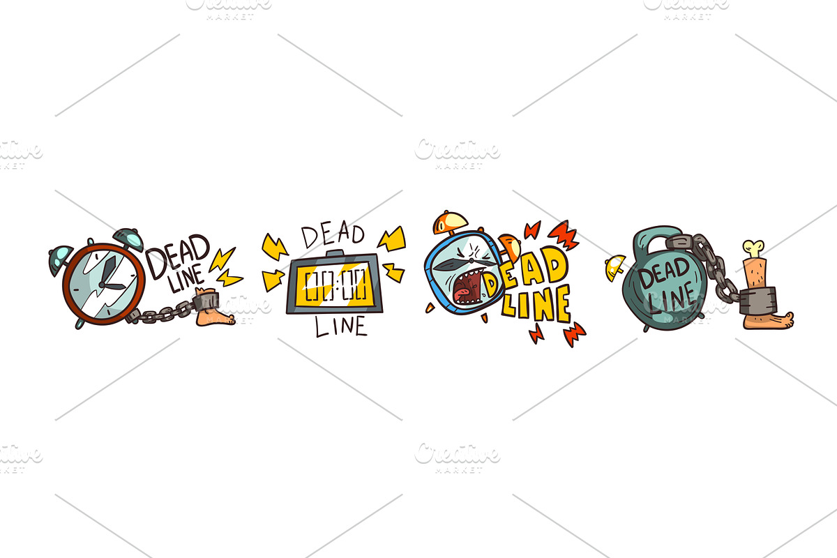 Deadline and Working Time Sticker, an Object Illustration by TopVectors