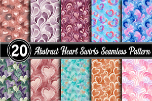 Abstract Heart Swirls Seamless Patte, an Illustration by RobertsArt