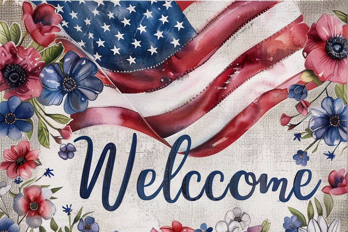 Floral American Flag, a Background Graphic by Printable Treasure (Photo 6 of 7)