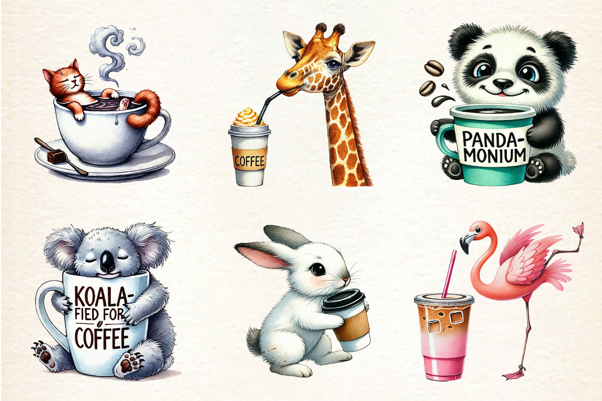 Funny coffee Animals, an Illustration by DreamArtGraphic (Photo 2 of 4)