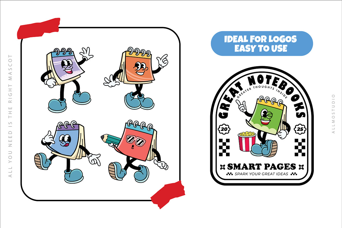 Notepad Mascot Characters, an Object Illustration by Allmostudio (Photo 5 of 5)