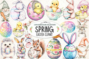 Whimsical Spring Easter Clipart, an Illustration by Watercolor design (Thumbnail 1 of 4)
