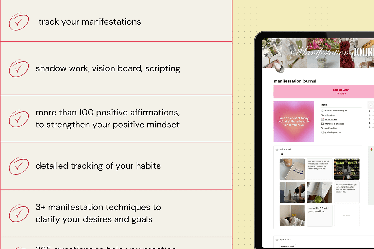 Manifestation journal template, a Websites & App Template by Iasan Design (Photo 4 of 9)