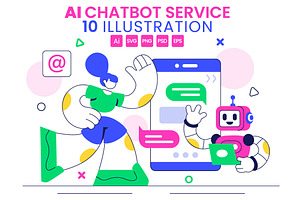 10 AI Chatbot Service Illustration, a Technology Illustration by denayunebgt