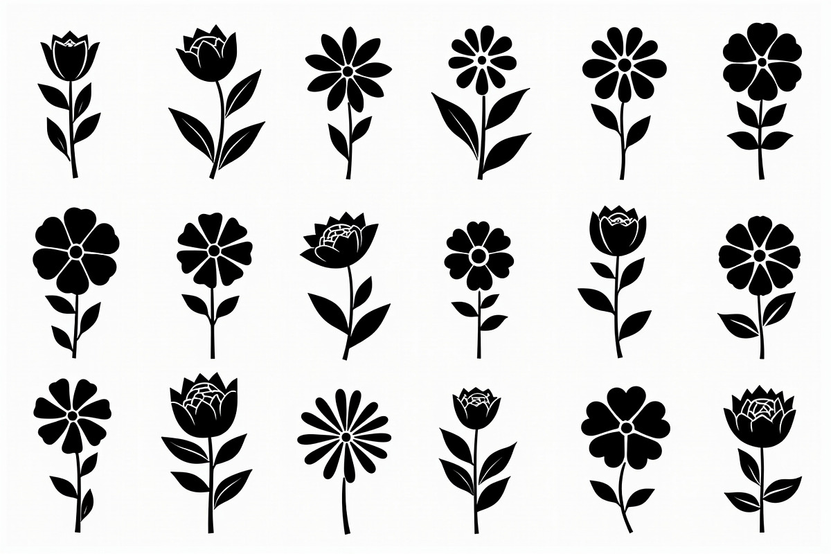 16 elegant black floral silhouettes, an Illustration by Amazin_art (Photo 7 of 17)