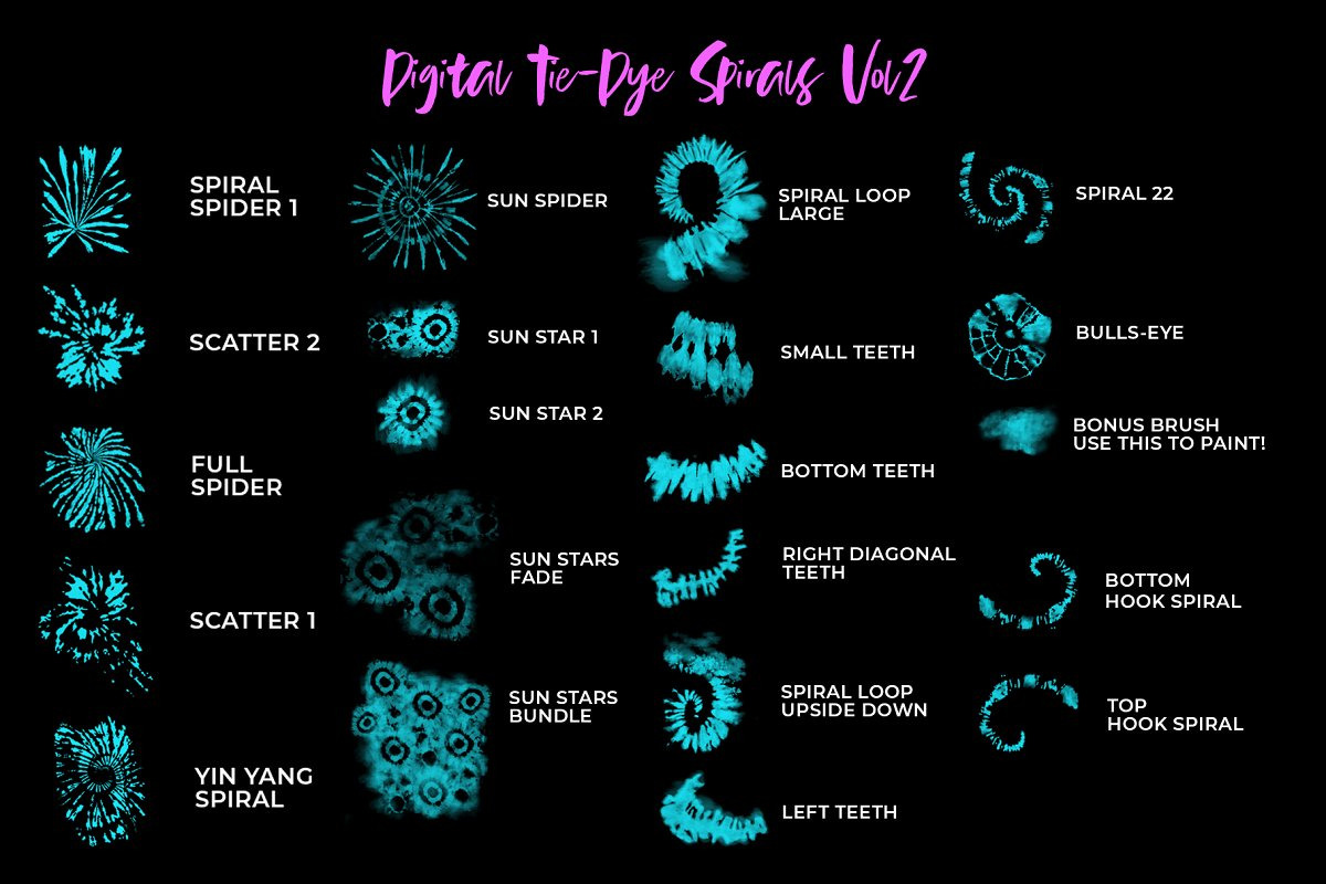Procreate Tie-Dye Brushes Vol 2, a Brush Add-On by The Gypsy Goddess (Photo 4 of 8)