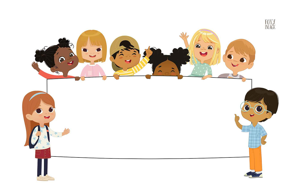 Multicultural Children Hold Poster, an Education Illustration by FoxyImage (Photo 1 of 4)