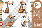 Bookworm Dog Sublimation PNG, an Animal Illustration by Artnoy (Thumbnail 15 of 18)